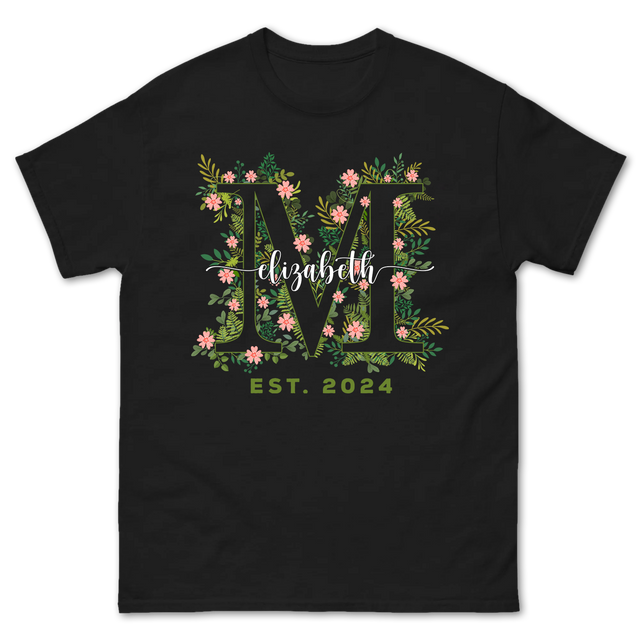 Personalized Floral 'M' Shirt Custom Mama Name