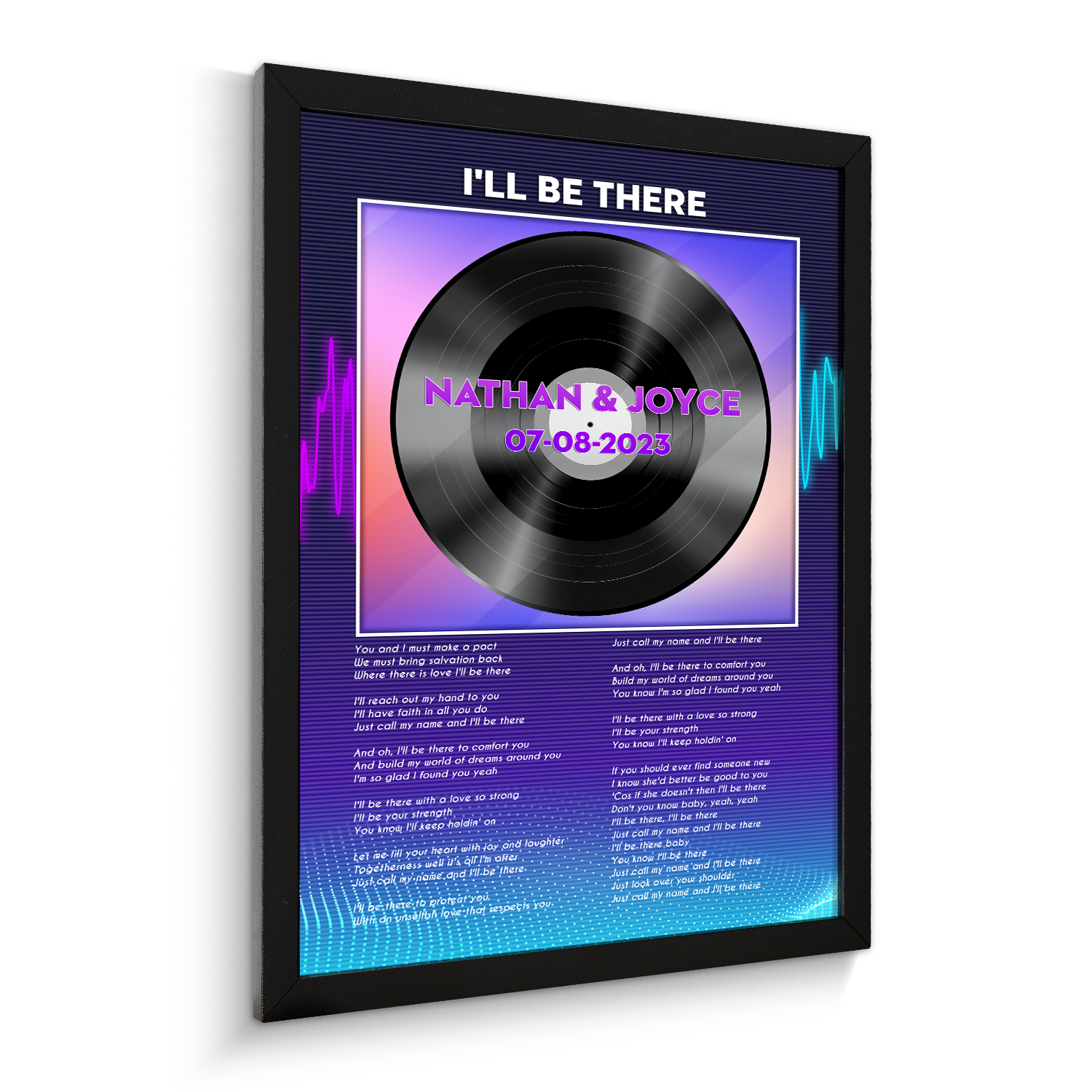 Personalized Song Lyrics Vinyl Record Framed Art Print