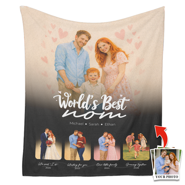Personalized World’s Best Mom Blanket – Custom Photo Mother’s Day Gift