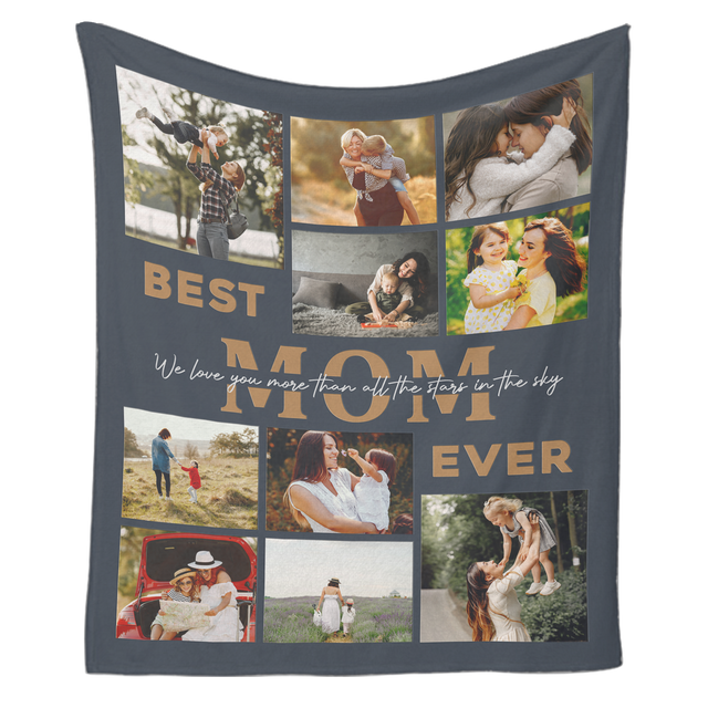 Best Mom Ever Custom Photo Collage, 10 Pictures, Customizable Text Blanket