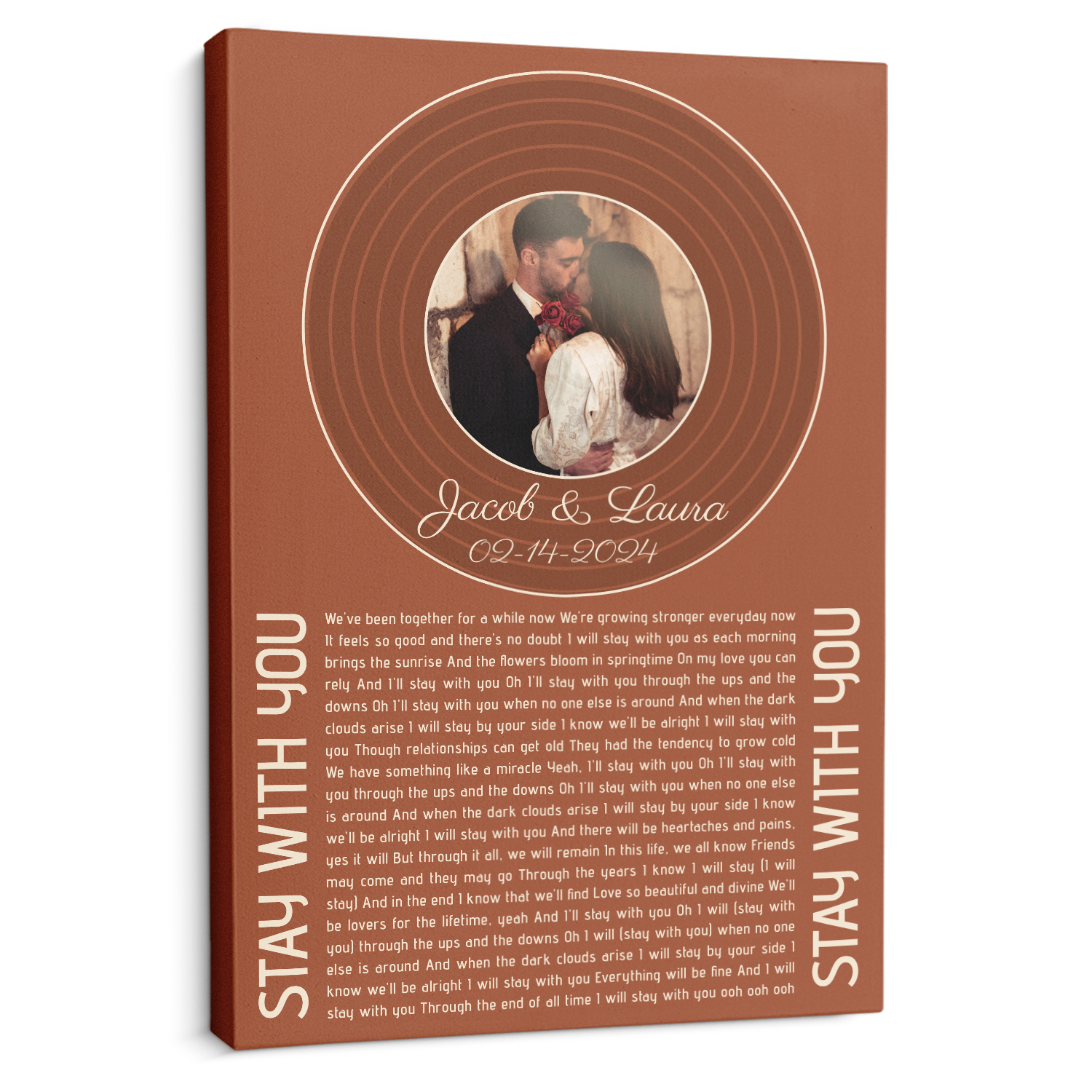 Orange Rusty Vinyl Record Canvas, Song Lyrics On Canvas Wall Art