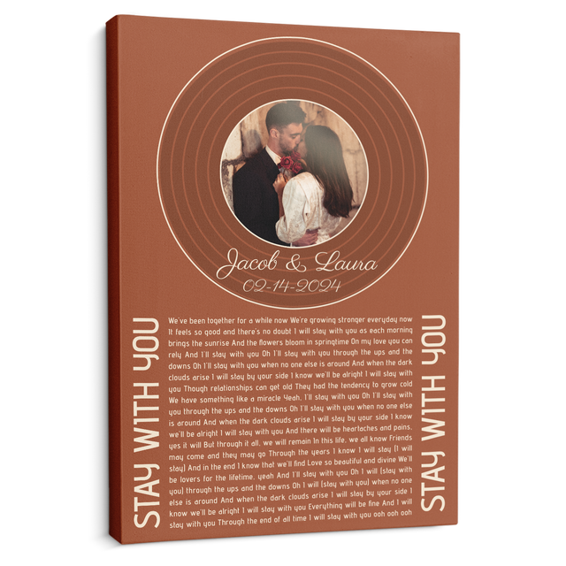 Orange Rusty Vinyl Record Canvas, Song Lyrics On Canvas Wall Art