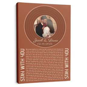 Orange Rusty Vinyl Record Canvas, Song Lyrics On Canvas Wall Art