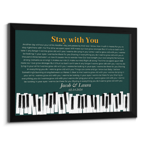 Custom Song Lyrics & Name, Vintage Green Piano Design Framed Art Print