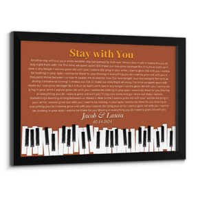 Custom Song Lyrics & Name, Vintage Orange Piano Design Framed Art Print
