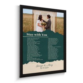 Photo Song Lyrics Green Framed Art Print, Custom Song Lyrics Name Date