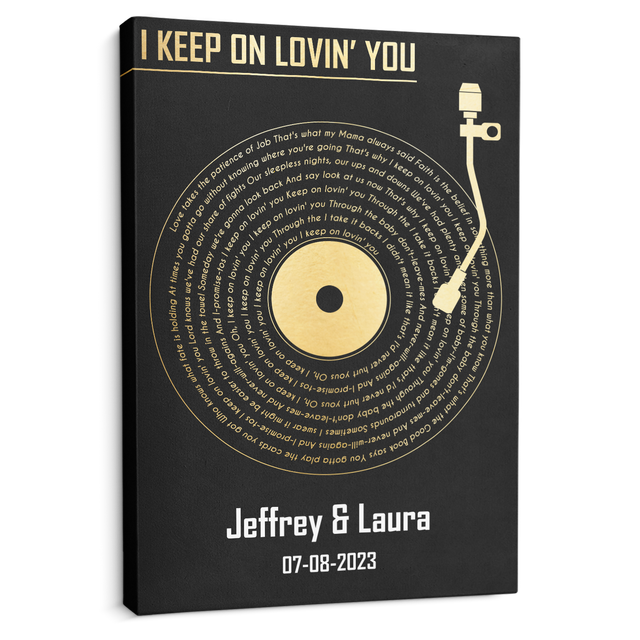 Custom Song Lyrics Vinyl Record Black Canvas Print