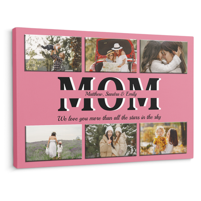 Mom Photo Collage Canvas Print With Text Custom 6 Pictures