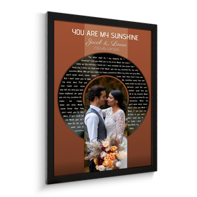 Photo Song Lyrics Vintage Orange Framed Art Print, Custom Song Lyrics Name Date