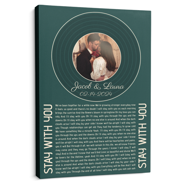 Custom Forest Green Vinyl Record & Photo Canvas