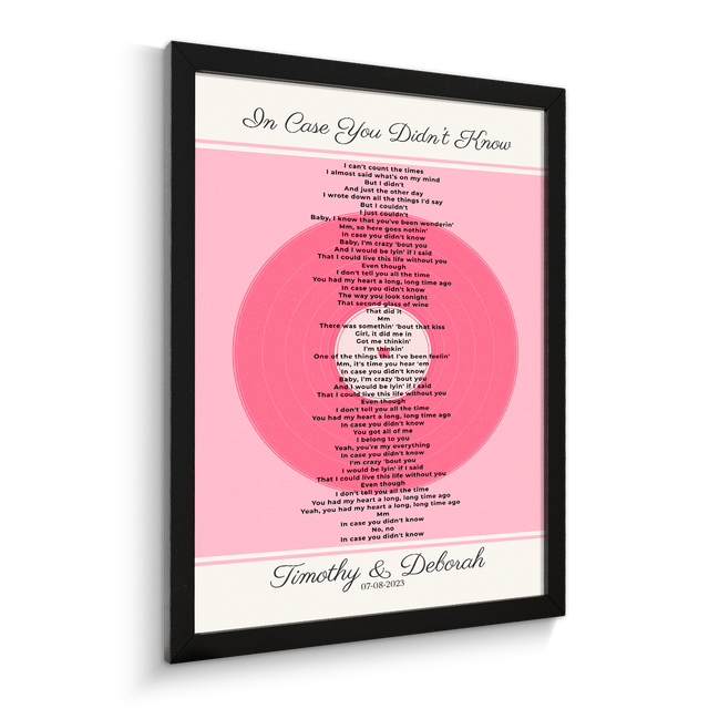 Personalized Song Lyrics, Tickled Pink Vinyl Record Framed Art Print