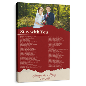 Custom Photo Song Lyrics Name Date Vintage Maroon Canvas Print