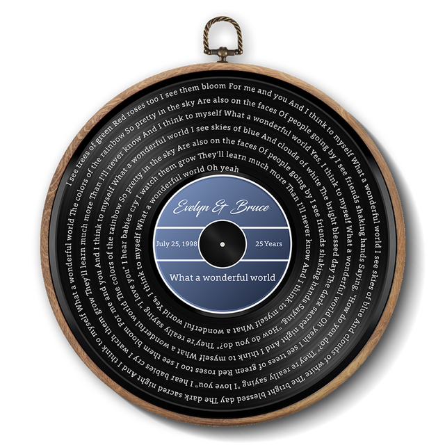 Personalized Song Lyrics Vinyl Record - Framed Round Wall Art - KARL02