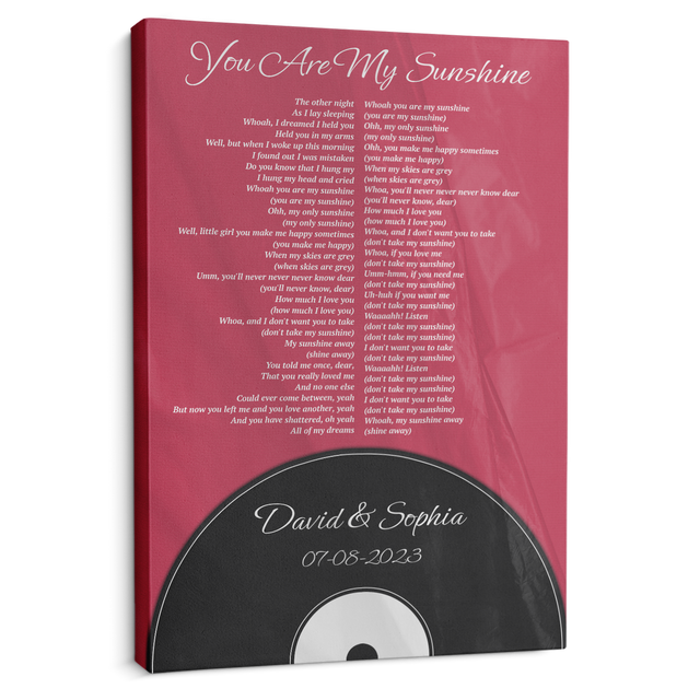 Personalized Maroon Vinyl Record Style Canvas Print