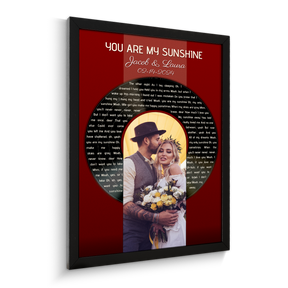 Vintage Maroon Framed Art Print, Custom Song Lyrics Name Date