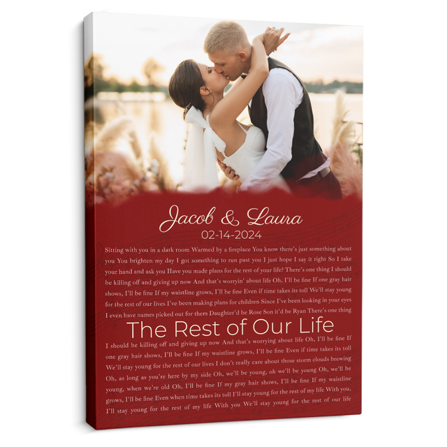 Custom Song Lyrics Name Date Vintage Maroon Canvas Print