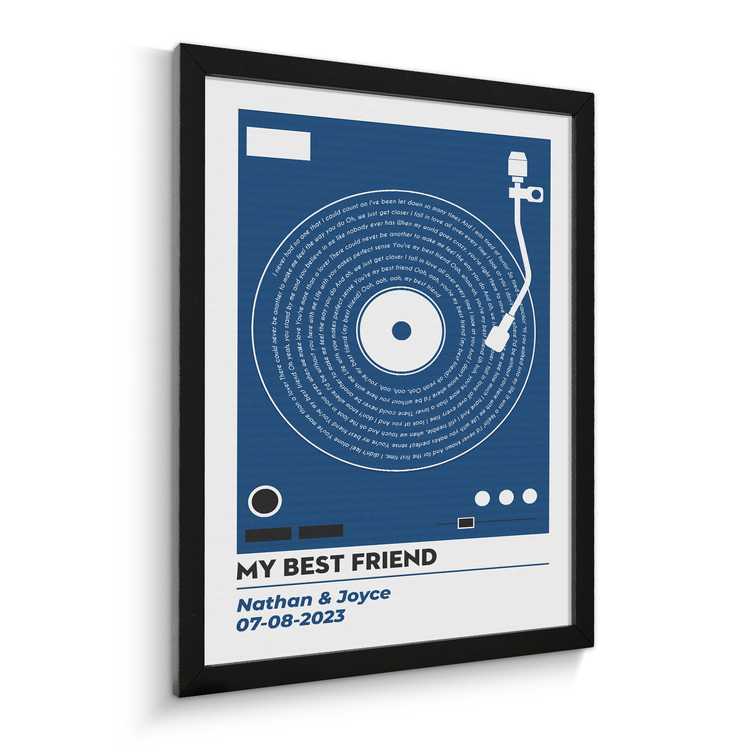 Vinyl Record Lyrics, Customize Song & Name Framed Art Print