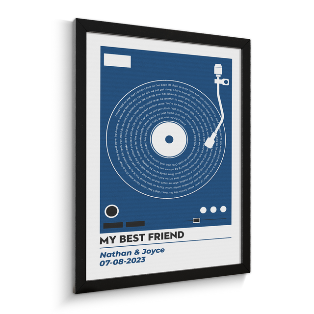 Vinyl Record Lyrics, Customize Song & Name Framed Art Print