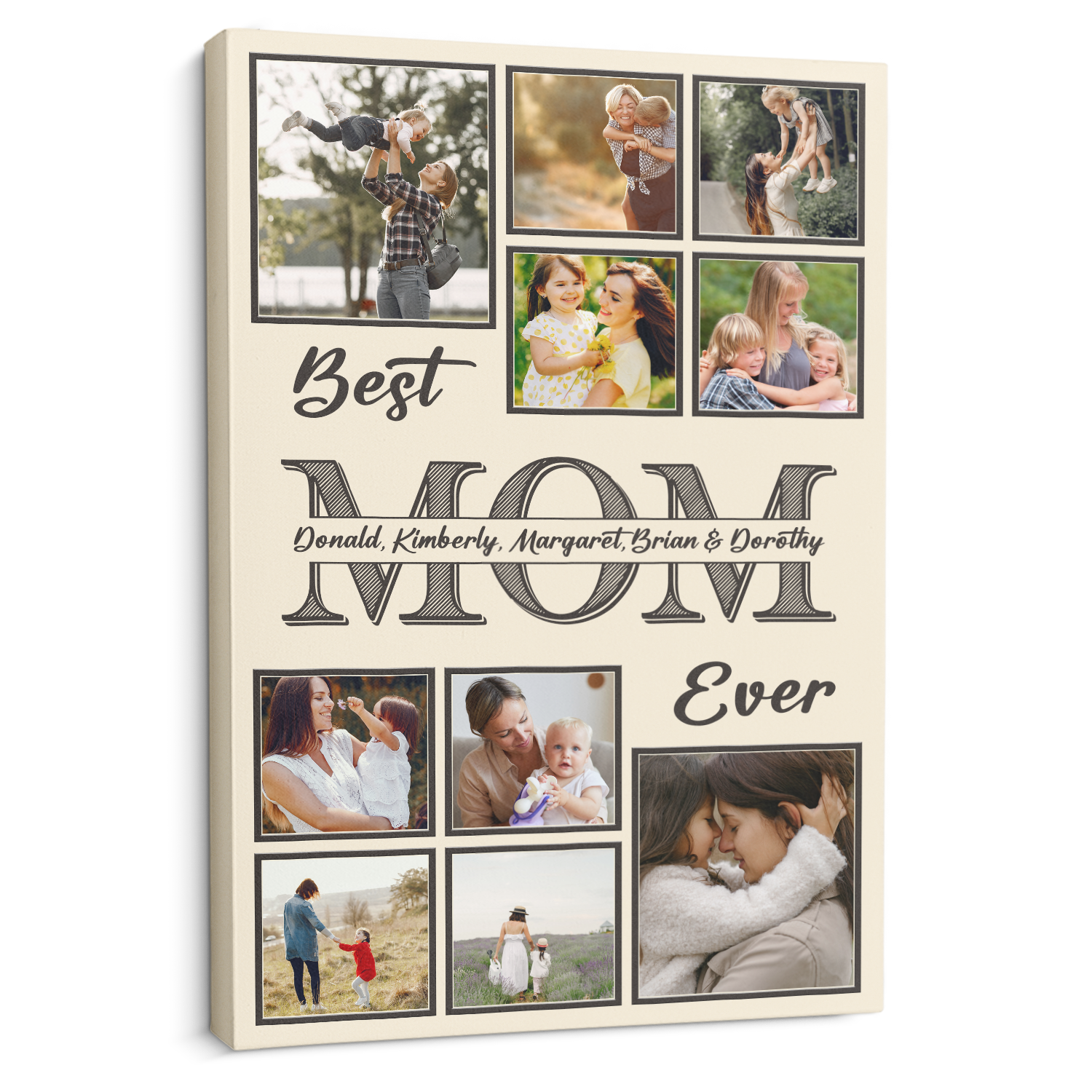 Personalized Best Mom Ever Photo Collage Canvas Custom 10 Pictures