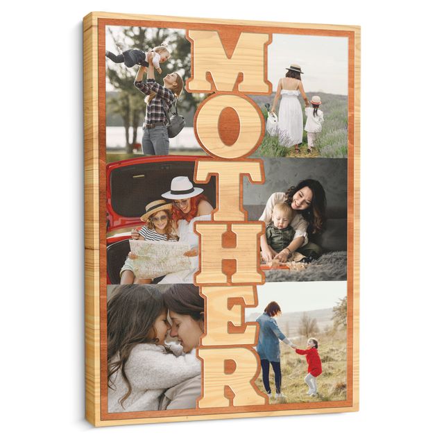 Mother Photo Collage Canvas Print Custom 6 Pictures