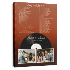 Personalized 2-Photo Song Lyrics Vintage Orange Canvas Print