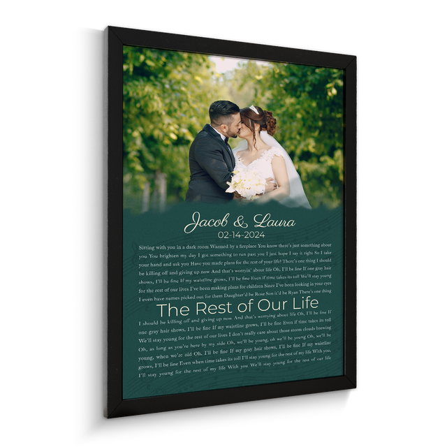 Half Song Lyrics Green Framed Art Print, Custom Song Lyrics Name Date