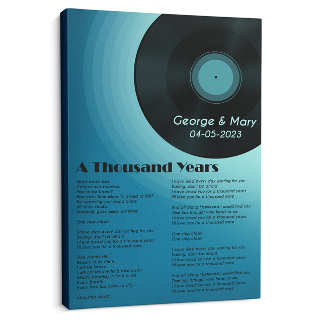 Romantic Blue Melody Canvas, Personalized Song Lyrics On Canvas