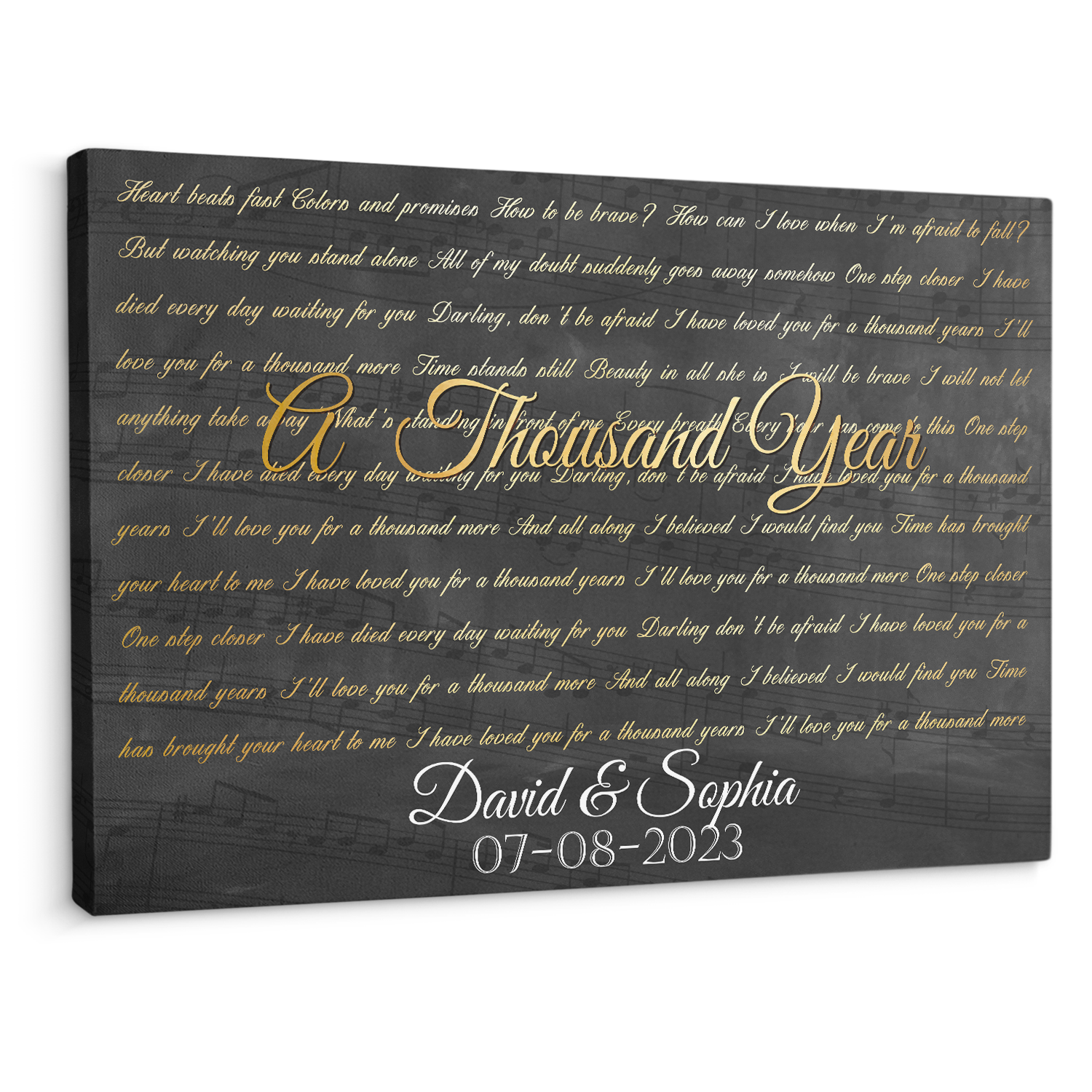 Minimalist Gold Lyrics Canvas, Custom Song Lyrics On Canvas