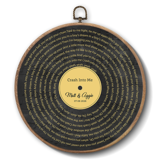 Personalized Song Lyrics Vinyl Record - Framed Round Wall Art - KARL06