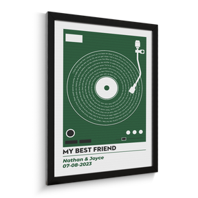 Personalized Vinyl Record Lyrics Framed Art Print, Custom Song & Name