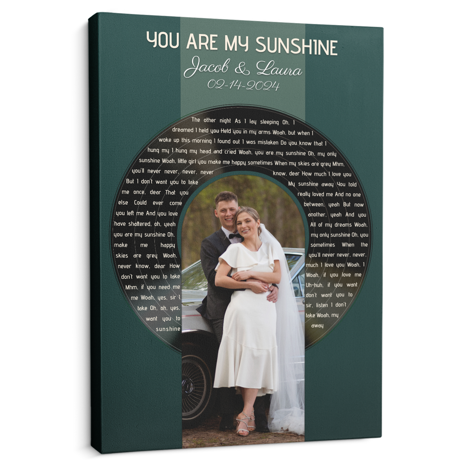 Custom Photo Song Lyrics Vintage Green Canvas Print