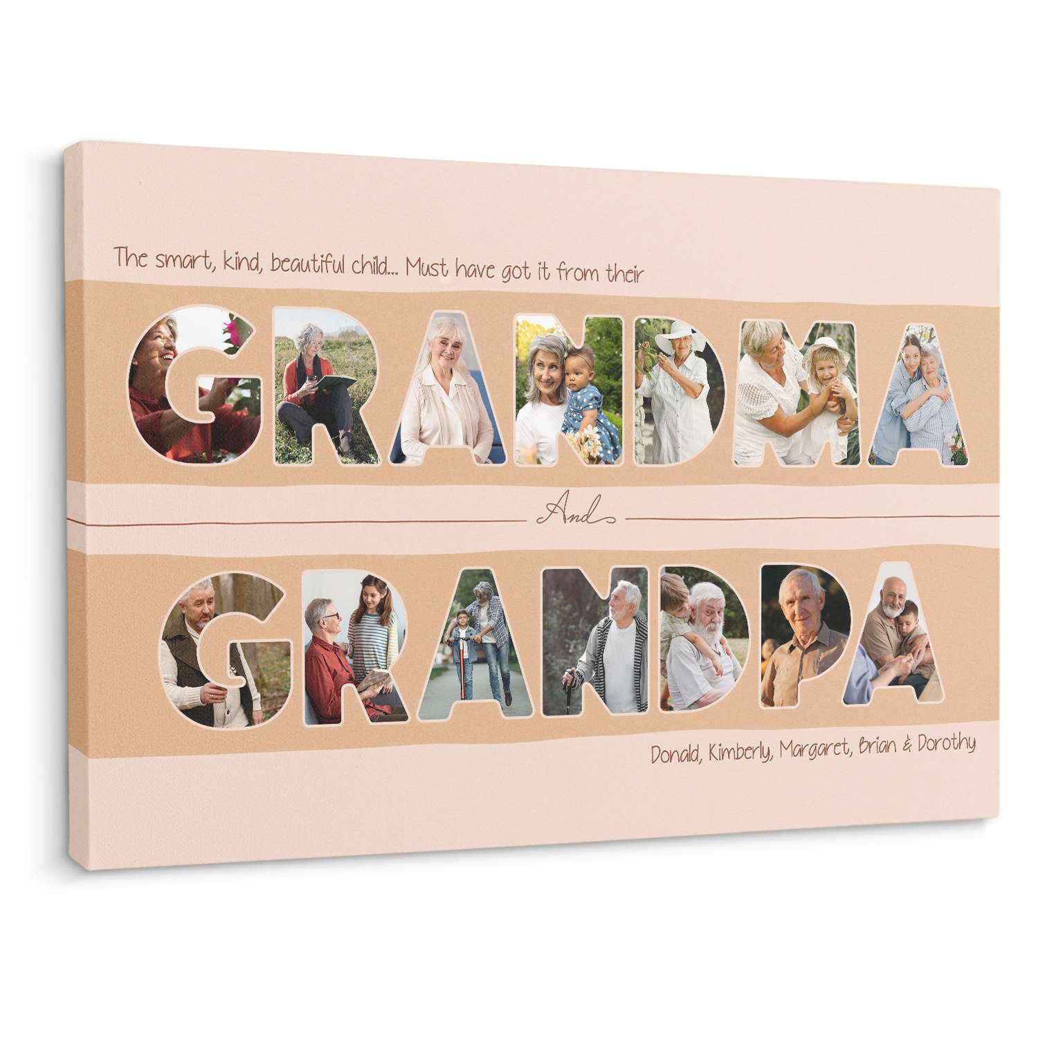 Grandma & Grandpa Photo Collage Canvas Print Custom 14 Pictures