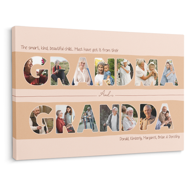 Grandma & Grandpa Photo Collage Canvas Print Custom 14 Pictures