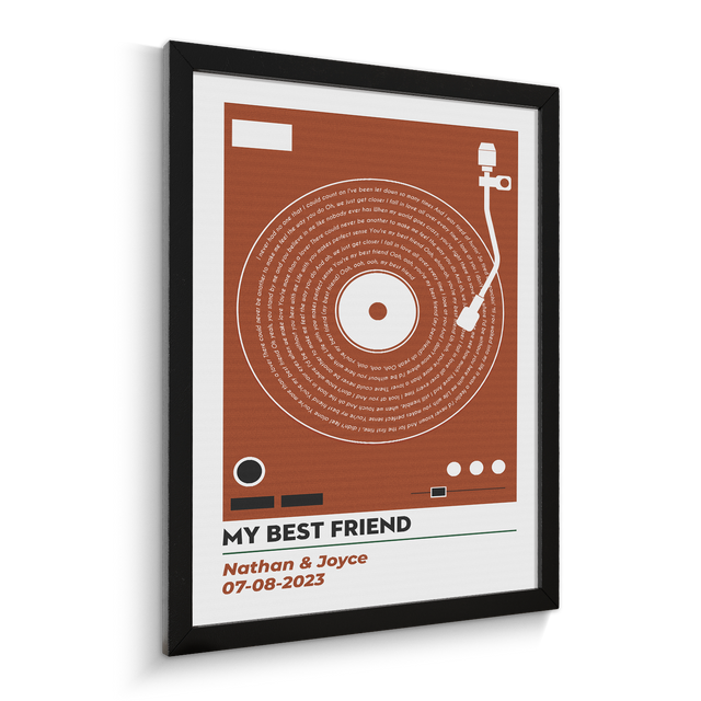 Vinyl Record Song Lyrics, Customize Song & Name Framed Art Print