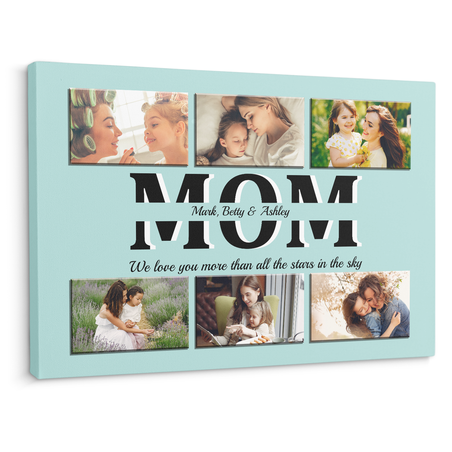 Mom Photo Collage Canvas Print With Text Custom 6 Pictures