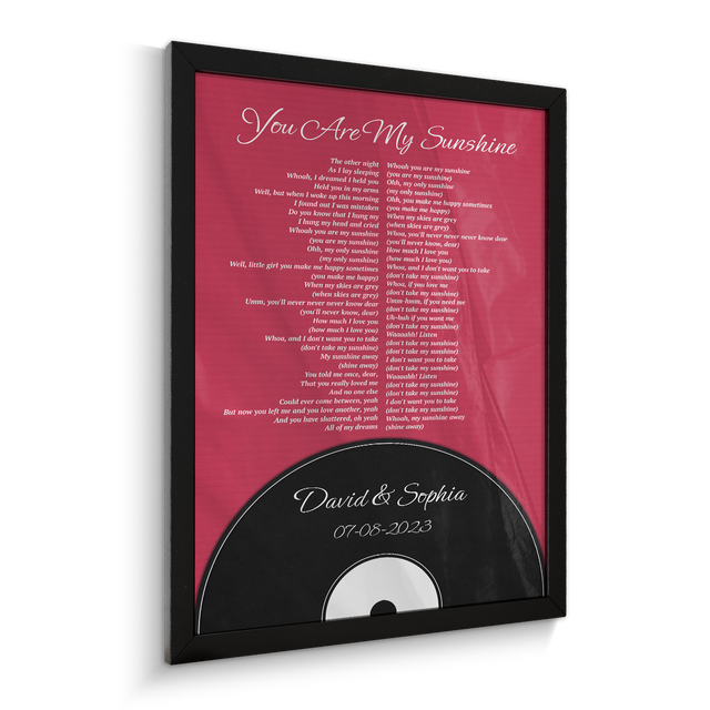 Personalized Song Lyrics & Name, Vinyl Record Style Framed Art Print