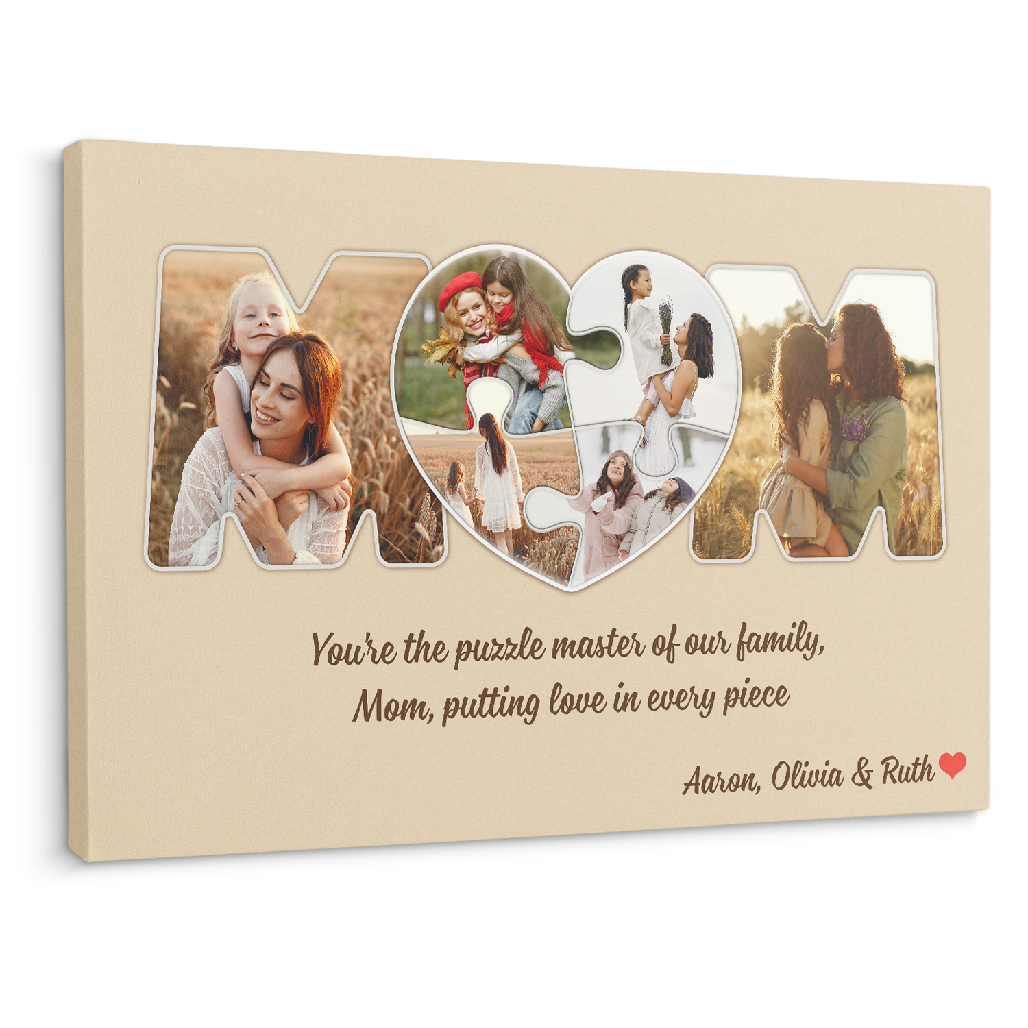 Personalized MOM Puzzle Photo Collage Canvas Wall Art