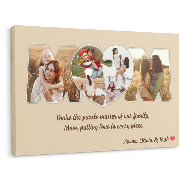 Personalized MOM Puzzle Photo Collage Canvas Wall Art