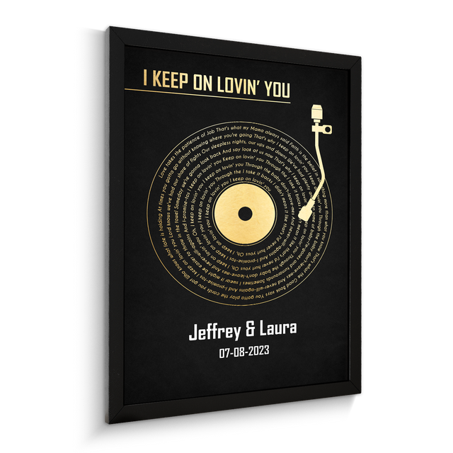 Personalized Song Lyrics & Name, Black Vinyl Record Framed Art Print