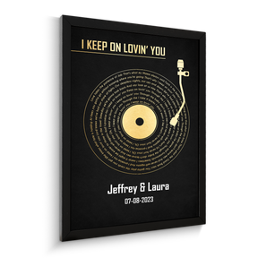 Personalized Song Lyrics & Name, Black Vinyl Record Framed Art Print