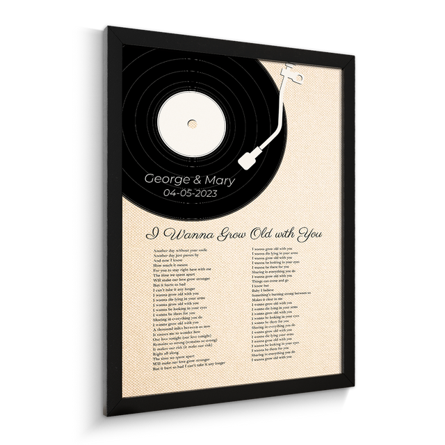 Sandy Vinyl Record Pastel Framed Art Print, Custom Song Lyrics & Name