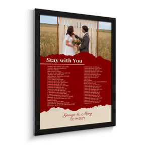 Maroon Framed Art Print, Custom Song Lyrics Name Date