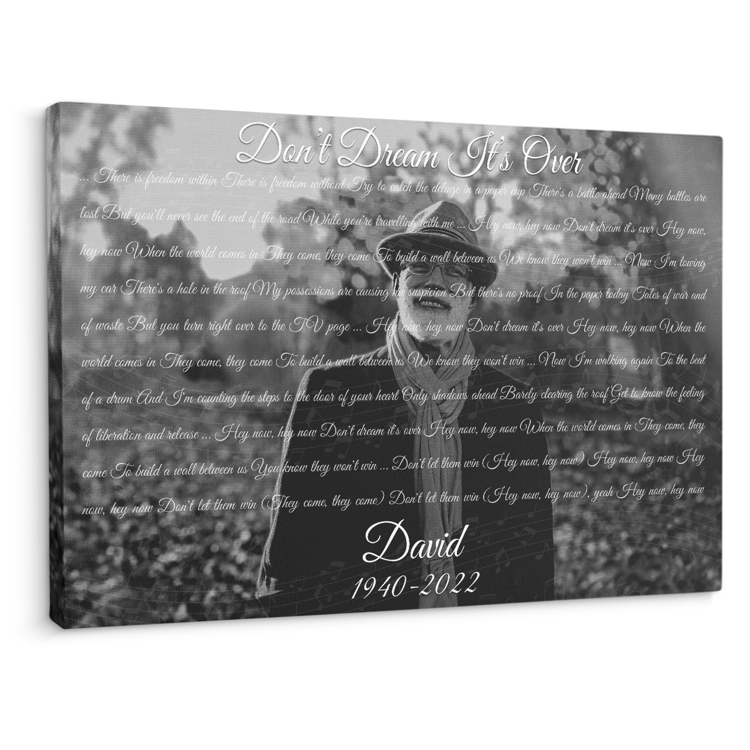 Personalized Song Lyrics On Canvas, Custom Photo & Date, Memorial Gifts