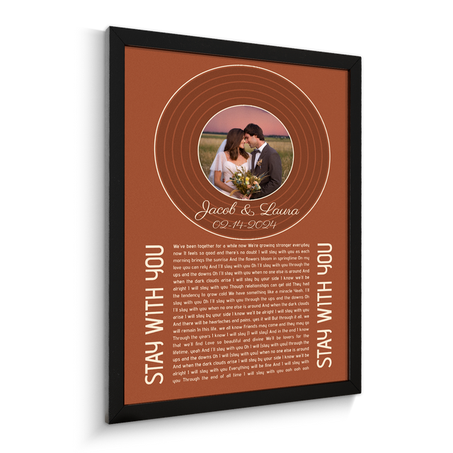 Rusty Orange Framed Art Print, Custom Song Lyrics Name & Date