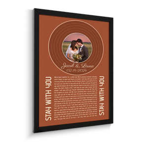 Rusty Orange Framed Art Print, Custom Song Lyrics Name & Date