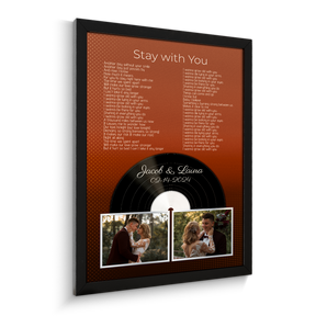 Personalized Song Lyrics & Name, Retro Orange Vinyl Record Framed Art Print