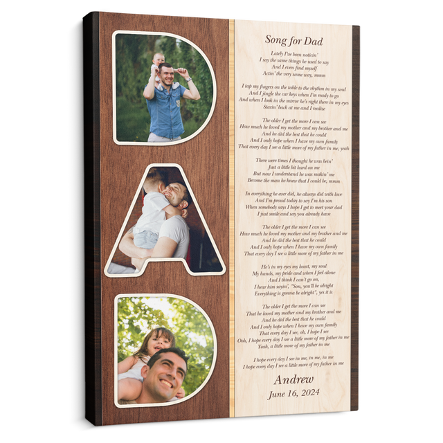 Dad Letter Photo Vertical Canvas Wall Art