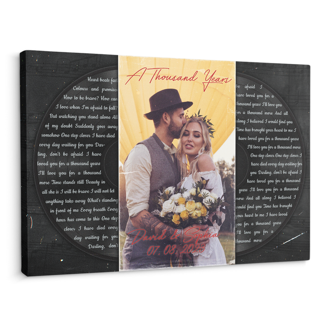 Custom Photo Name Date, Song Lyrics, Vinyl Record Canvas