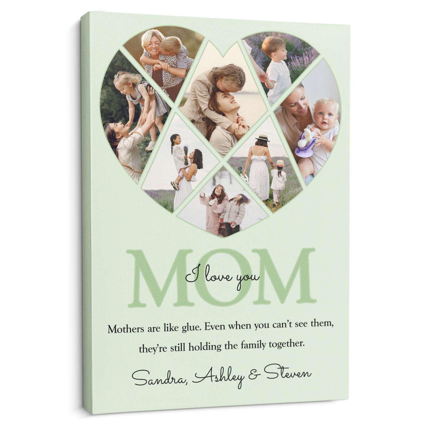 Personalized Mom Heart-Shaped Photo Collage Custom 8 Pictures