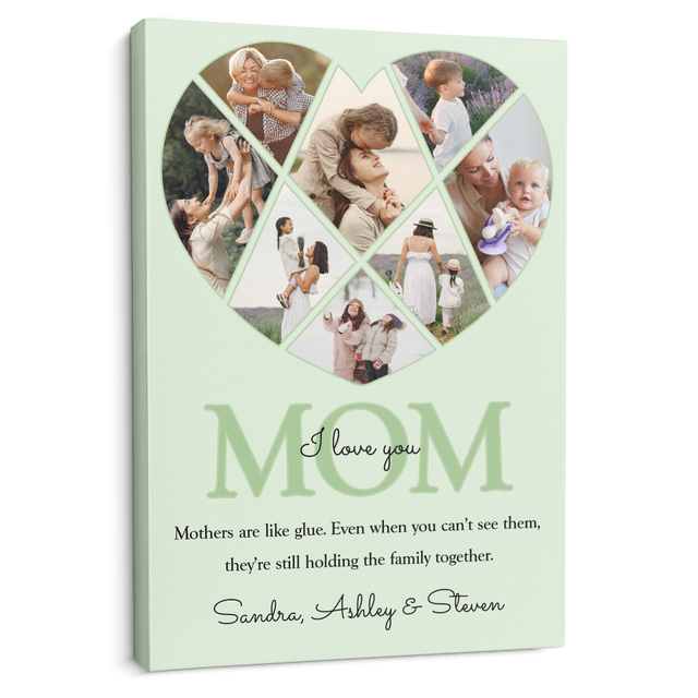 Personalized Mom Heart-Shaped Photo Collage Custom 8 Pictures